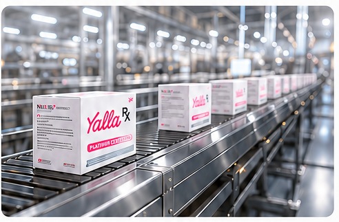Pharmaceutical packages on a production and logistics line